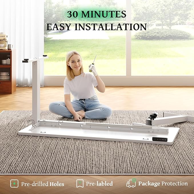 SIAGO Electric Standing Desk Adjustable - 63 x 24 Inch Sit Stand up Desk with Cable Management - 3 Memory Preset Adjustable Height Table