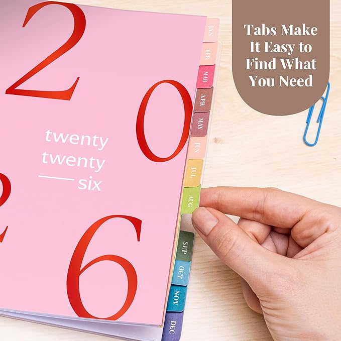 Rileys 2026 Planner, Agenda Planner With Weekly And Monthly View, Daily Agenda Book And Yearly Planners Calendar Book, Spiral Bound With Tabs, Notes, Goals And Holidays (Float, Pink, 8 x 6 in)