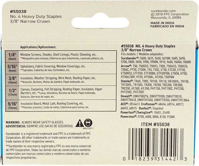 Surebonder Heavy Duty Staples No. 4 Variety Pack | Includes 5,000 T50/TRIGGERFIRE Staples | 1/4-in, 3/8-in, 1/2-in, and 9/16-in (55999)