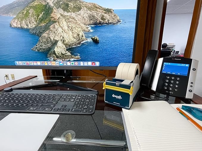 WOD TTD3SD Tabletop Multi-Roll Steel Desktop Tape Dispenser, Blue & Gray - Fits Tape up to 3 inch Wide, Holds 3 inch core, Weighted Rubber Base for Stability