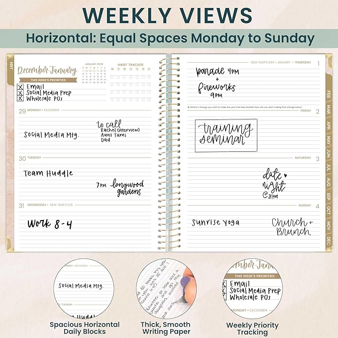 bloom daily planners HARDCOVER 2026 Planner (January to December) - 8.5” x 11” Weekly & Monthly Dated Agenda Organizer Book with Stickers & Tabs - Ocean Oasis