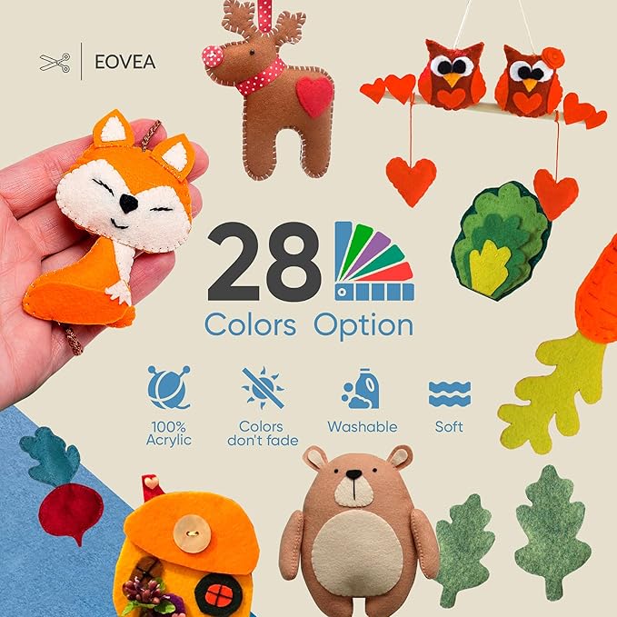 EOVEA | Acrylic Felt Fabric by The Yard - Non-Stiff, Soft Material - 72" Wide - 1.6mm Thick Felt Sheets for DIY Crafts, Sewing, Upholstery, Cushion, Padding(Baby Blue, 2 Yard)