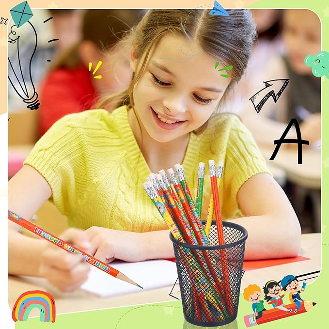 Tenceur 120 Pcs 5th Graders Pencils, 5 Motivational Cute Pencils Bulk with Erasers for Kids Student Teacher Classroom Reward Back to School Supplies