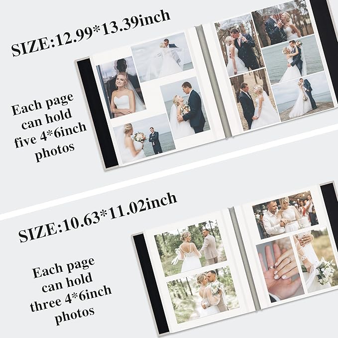 Self Adhesive Photo Album, Beige Scrapbook Album with DIY 60 Blank Pages, Wedding Photo Album with A Metallic Pen for 4x6 5x7 2x3 Pictures,12.9"x13.4"