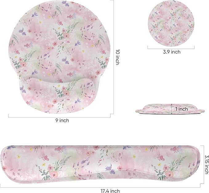 Ergonomic Keyboard Mouse Pad Wrist Rest Support Set for Laptop/Computer/Desktop,Memory Foam Hand Rest Wrist Cushion for Gaming/Office,Lightweight Comfortable & Pain Relief (Little Goldfish)