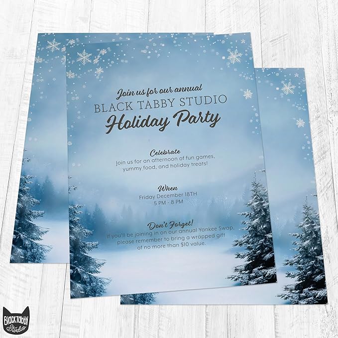 Snowy Winter Scene Stationery Paper 8.5 x 11-60 Sheets Holiday Letter Paper
