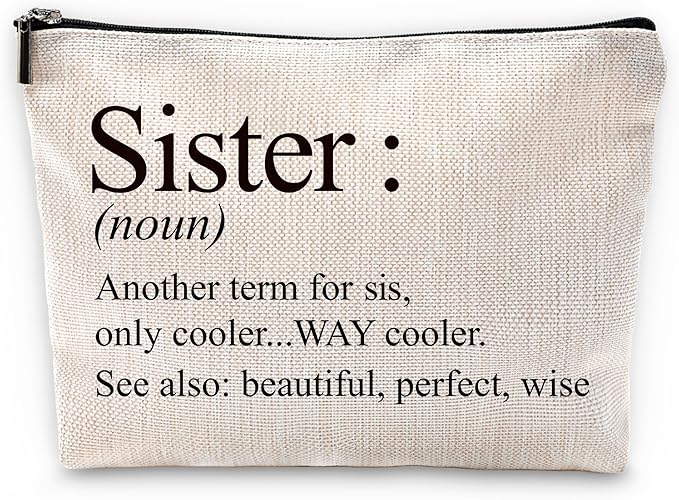 Sufamb Sister Gifts Makeup Bag, Best Sister Gifts for Mother's Day Birthday Cosmetic Bags, Sisters Gift Portable Small Toiletry Bag Zipper Makeup Pouch