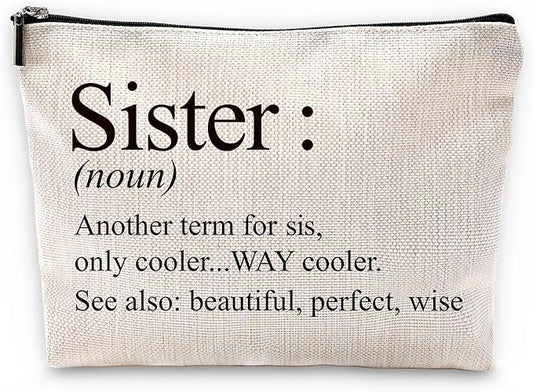 Sufamb Sister Gifts Makeup Bag, Best Sister Gifts for Mother's Day Birthday Cosmetic Bags, Sisters Gift Portable Small Toiletry Bag Zipper Makeup Pouch