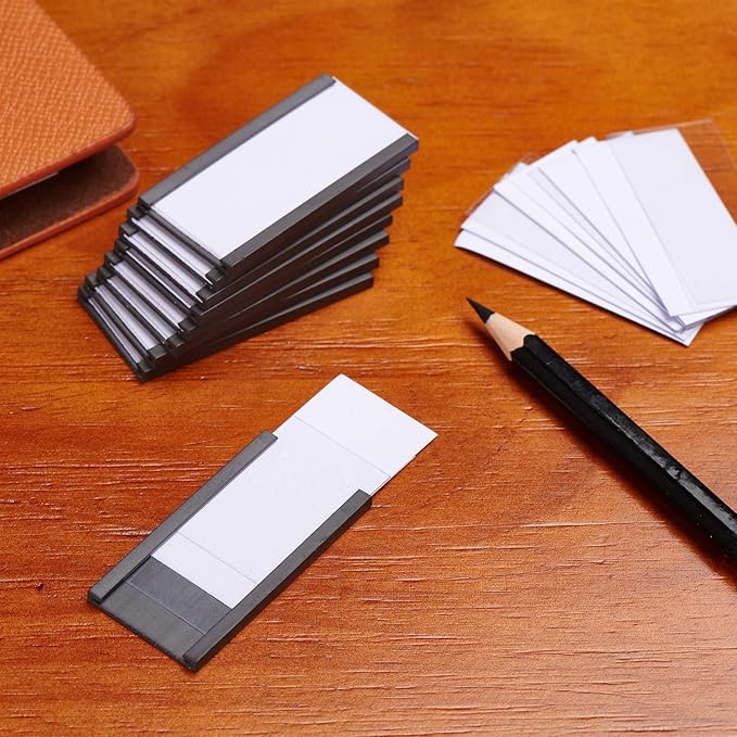 Eeoyu Magnetic Label Holders with Magnets Magnetic Data Card Holders with Clear Plastic Protectors for Metal Shelf, Whiteboard, Set of 50 (1 x 2 Inch)