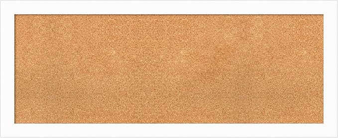 Amanti Art Natural Cork Board for Wall, 19x47 Vision Board with White Frame, Oversize Corkboard Office Decor for Home Organization, Casual Corkboard Pinboard to Display Items for Home Organization in