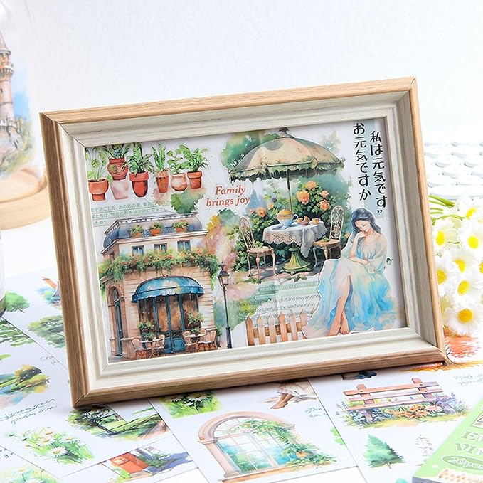 Aesthetic Journaling Sticker Books for Adults - Pre-Cut Scrapbook Stickers Vintage 20 Sheets Junk Journal Supplies Watercolor Scrapbooking Stickers Planner Cottagecore Decorative DIY Arts Craft Making