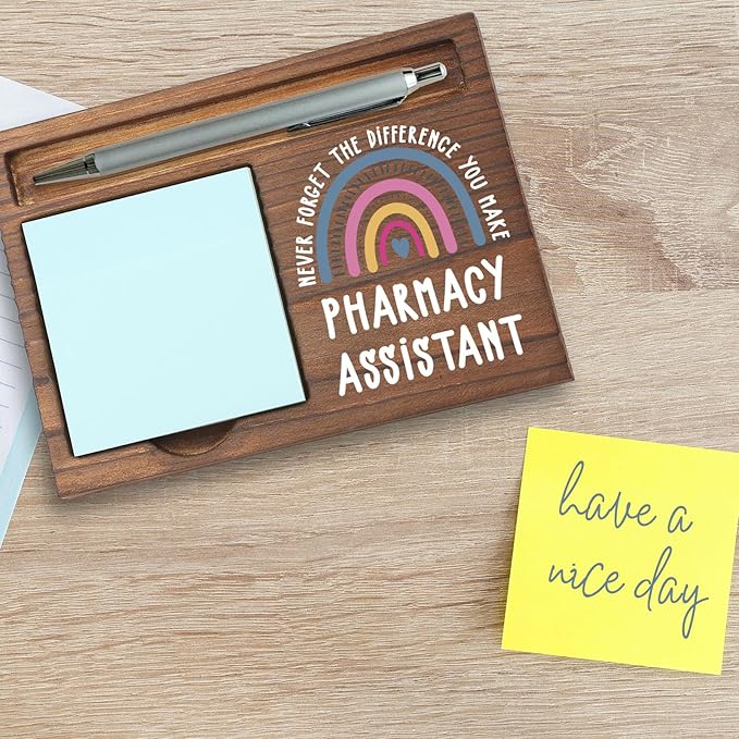 Pharmacy Assistant Appreciation Gifts Note Pad Holder Desk Organizer, Thank You Gift for Pharmacy Staff and Technicians, Pharmacy Week, Graduation Birthday or Holiday PB011
