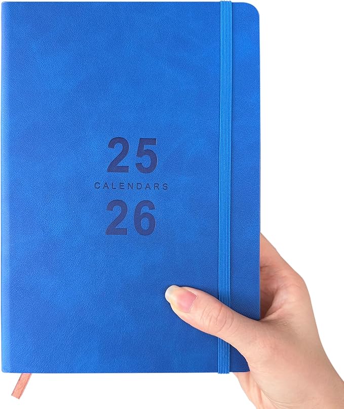 Daily Planner 2025-2026 （8.5"x5.8"）One Day Per Page, Academic Planner July 2025 to June 2026, Agenda 2025 2026, Appointment Calendar Book with Faux Leather Cover (Blue)