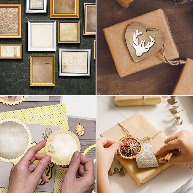 48 Sheets Vintage Scrapbook Paper 11x11, Kraft Pattern Decorative Scrapbook Paper for Journals DIY Cards and Photo Albums, Aesthetic Craft Supplies for Kids and Adults