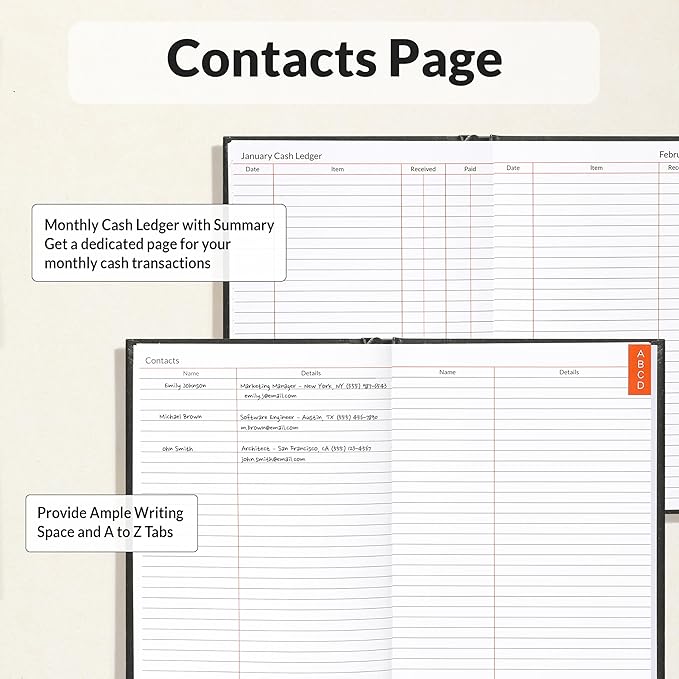 SUNEE 2026 Daily Planner Hardcover - Journal Organizer for Work & School - Daily Page Layout with Holidays, Notes - 100gsm No-Bleed Paper Agenda for Women & Men, Black