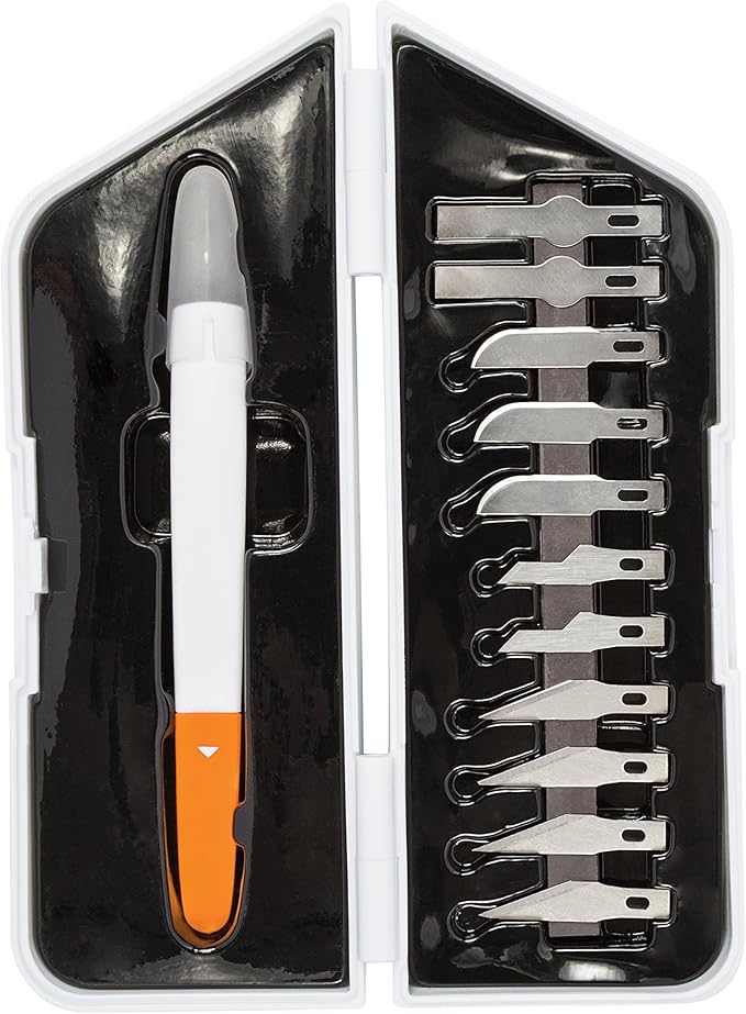 Fiskars 165180-1001 Easy Change Medium Duty Precision Craft Knife Cutting and Carving Set, Orange/White