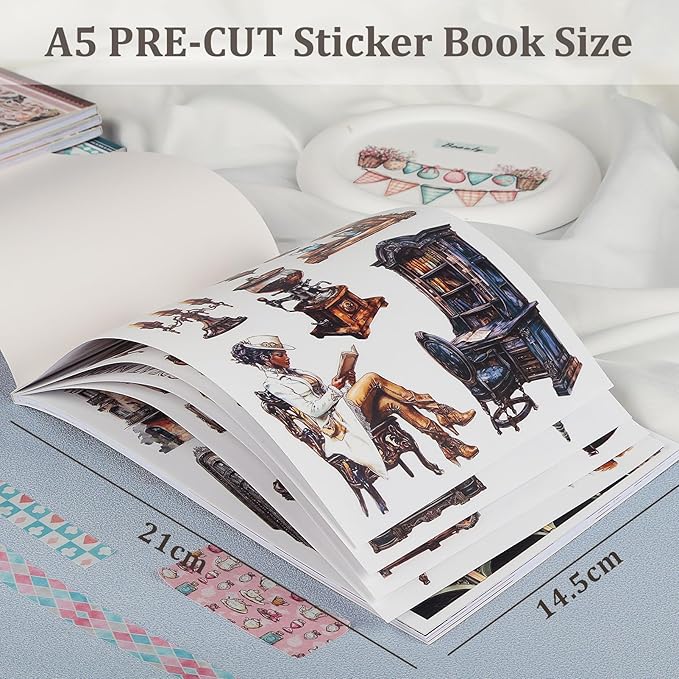 Snycler Retro Rust Stain Theme Sticker Scrapbooking Supplies for Junk Journal, 20 Sheets PET Stickers - Vintage Journaling Stickers, Ephemera Sticker Book Pre Cut, Planner, Junk Journal Supplies