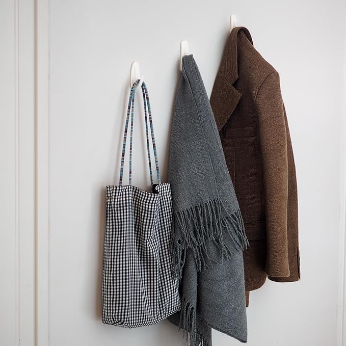 20 Large Hooks+28 Removable Strips, White Utility Hooks, Heavy Duty with Adhesive Strips, Damage-Free Organize Hooks, No Tools Wall Hook for Hanging, Value Pack