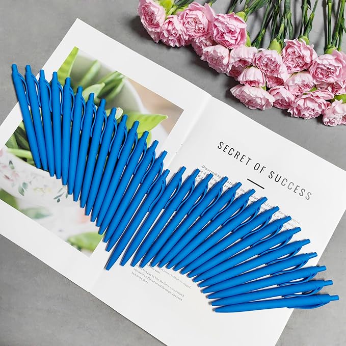 Aozora Pens Bulk 240 Pack Blue Click Pens No Bleed Wholesale Retractable Ballpoint Pens Medium Point,Smooth Ink Pens for Journaling School Office Supplies 1.0MM Blue Ink