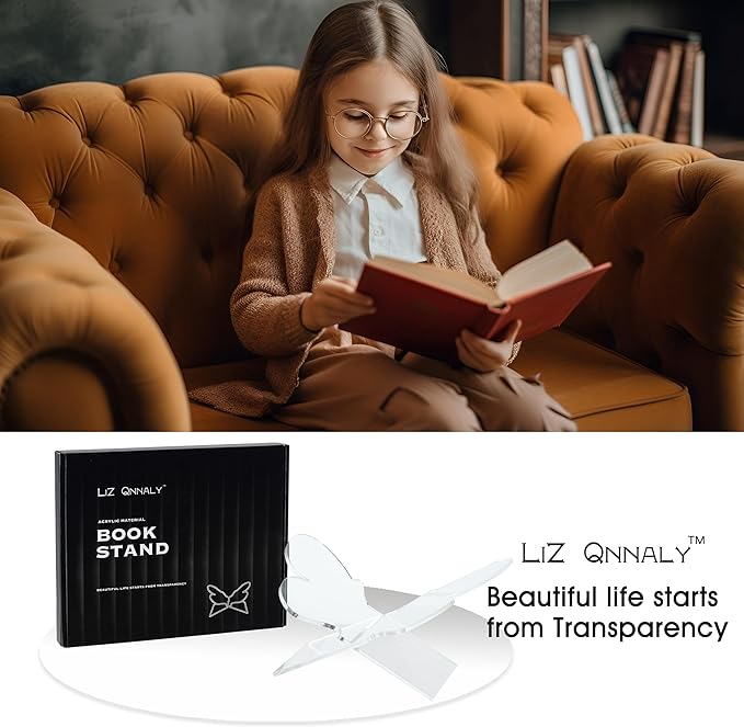 Large Butterfly Clear Acrylic Book Stand - Perfect for Displaying Open Books on Coffee Table - Ideal for Bibles, Cookbooks, Guestbooks, Magazines, Each With a Lucite Paperweight