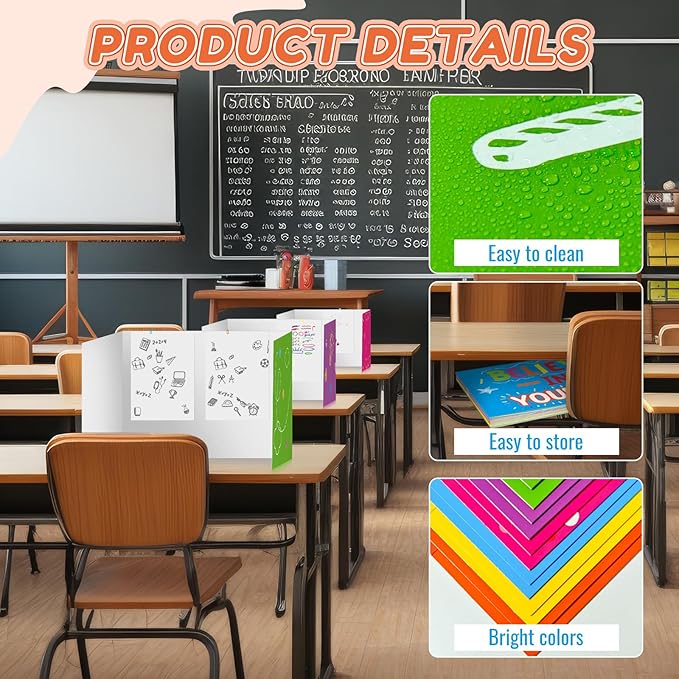 Cinrobiye 24 Pcs Inspirational Privacy Folders Standard for Students Cardboard Shields Test Privacy Boards Motivational Words Desk Dividers Shield for Classroom School Study Supplies (Inspirational)