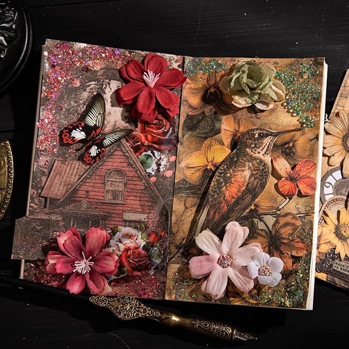 Retro Scrapbook Paper Set, 180 PCS Vintage Ephemera Pack for Junk Journaling, Scrapbooking, Crafting, DIY Projects, Diaries, and Art Supplies