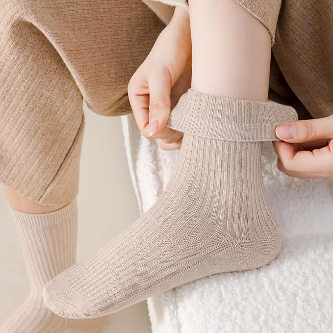 SISOSOCK 5 Pairs Fuzzy Soft Cozy Fluffy Socks for Women, Casual Warm Sleep Comfy Socks, Thick Winter Plush Gifts for Women