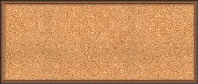 Amanti Art Natural Cork Board for Wall, 26x62 Vision Board with Bronze Frame, Oversize Corkboard Office Decor for Home Organization, Modern Corkboard Pinboard to Display Items for Home Organization