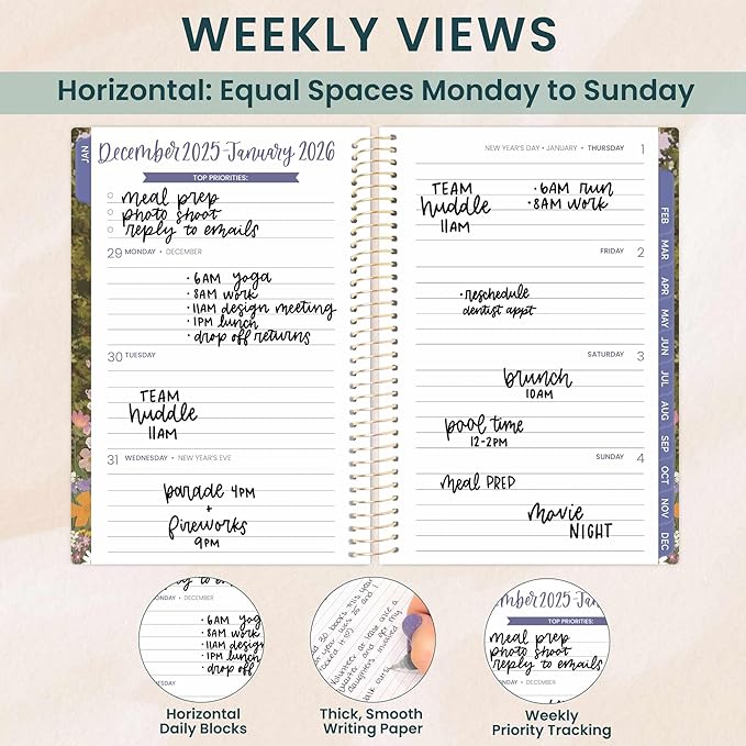 bloom daily planners 2026 Pocket Planner - 4” x 6” - (January 2026 - December 2026) - MINI Weekly/Monthly Agenda Organizer & Calendar Book - Wildflower Mountainside