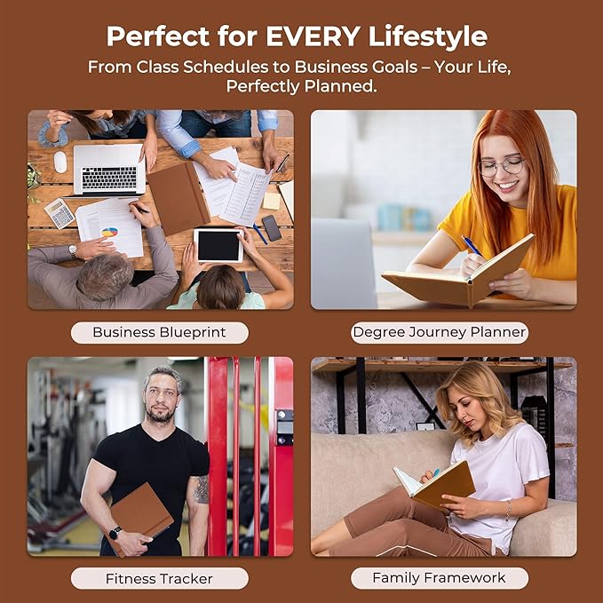 Weekly Monthly 2026 Planner (Jan.26-Dec.26),11.5"x8.5",12 Months Agenda Plan with Month Tabs & Pocket,Expenses/Note Pages, Appointment Book Calendar with Hardcover Vegan Leather Cover,Brown