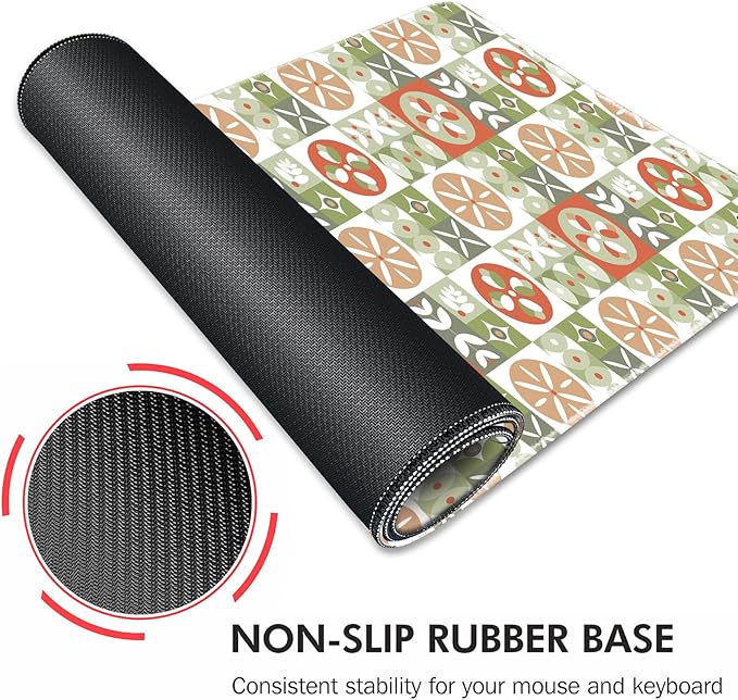 Galdas Gaming Mouse Pad XXL XL Large Long Extended Big Mousepad Non-Slip Rubber Keyboard Mouse Pad with Stitched Edges for Laptop Home Office (31.5x11.8x0.08 Inch) … (Checkered Flower)