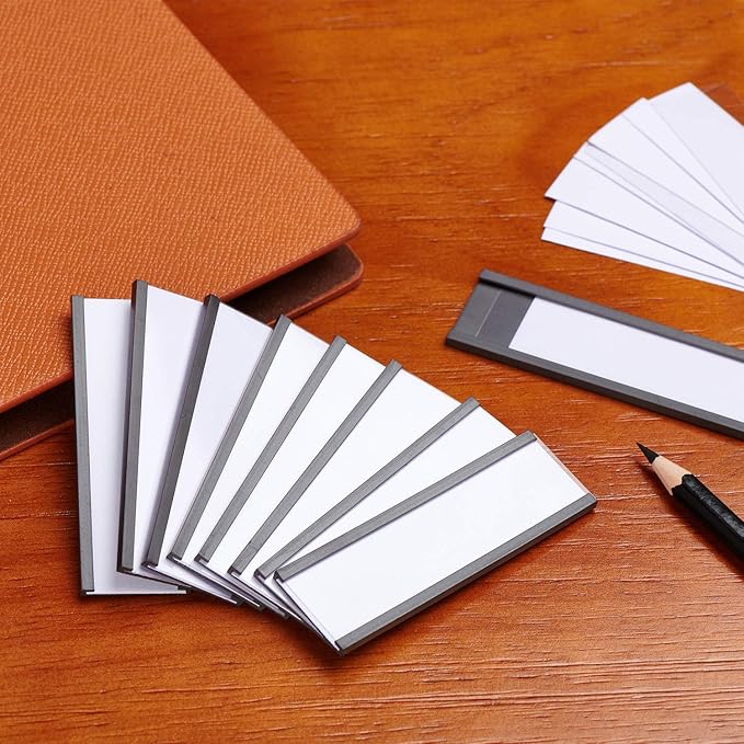 Eeoyu Magnetic Label Holders with Magnets Magnetic Data Card Holders with Clear Plastic Protectors for Metal Shelf, Whiteboard, Set of 50 (1 x 3 Inch)