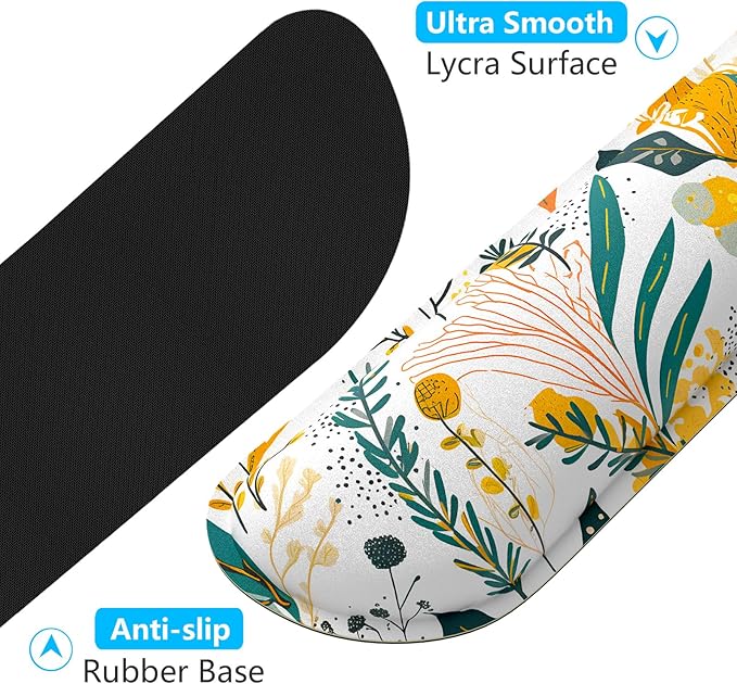 Dapesuom Enlarge Keyboard Wrist Rest, Memory Foam Wrist Cushion for Desk Mats Support, Typing Pain Relief Keyboard Mouse Pad Rests Set with Non-Slip Base for Gaming Laptop Computer, Watercolor Floral