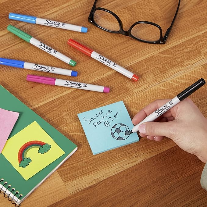 Sharpie Permanent Markers, Ultra Fine Tip, Black, 12 Count - For Classroom, Office, Home, Quick Drying, Fade Resistant, For Wood, Plastic, Paper, Metal, Ideal for Posters, Drawing, Coloring