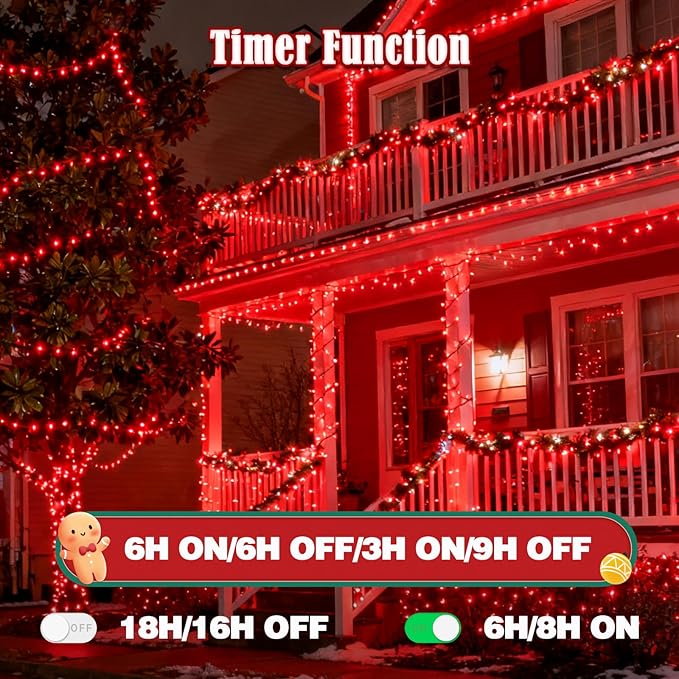 2025 New Voice Control 88ft 240LED Smart Christmas String Lights Outdoor/Indoor | String Lights with Remote, 12Modes, 7Voice Commands & Timers, Christmas Twinkle Light for Xmas Tree Decor (Red)
