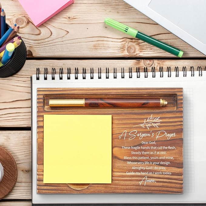 Surgeon Prayer Sticky Note Holder, Inspirational Surgeon Appreciation Gift, Healthcare Office Desk Organizer, Thank You Desk Accessory for Surgeons TZP127