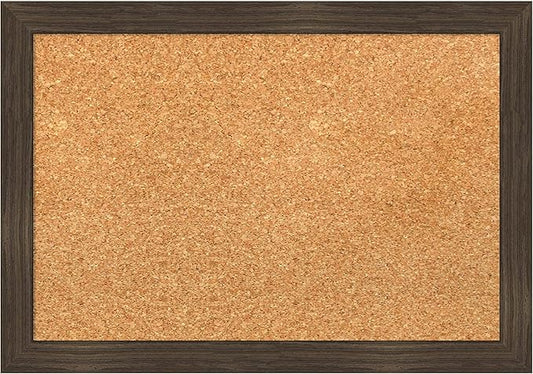 Amanti Art Natural Cork Board for Wall, 14x20 Vision Board with Brown Wood Frame, Small Corkboard Office Decor for Home Organization, Casual Corkboard Pinboard to Display Items for Home Organization