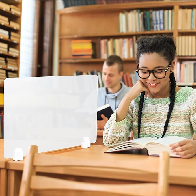 Nisorpa 4PCS Desk Dividers Privacy Desk Panel,Frosted Acrylic Partitions with Clips,Classroom Privacy Shield for Student Desks Protective Noise and Visual Guard for Office,School - 23.6 "L X 15.8 "W