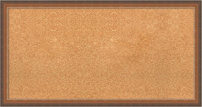 Amanti Art Natural Cork Board for Wall, 18x34 Vision Board with Bronze Frame, Medium Corkboard Office Decor for Home Organization, Modern Corkboard Pinboard to Display Items for Home Organization in