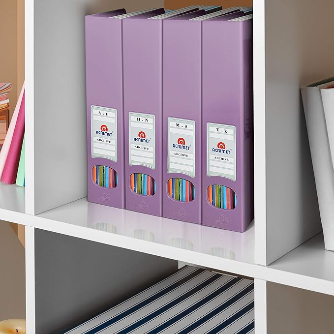 Acrimet Magazine File Holder, Durable Rack, Space-Saving Organizer (Plastic) (Solid Purple Color) (2 pack)