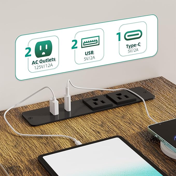 Simple Trending Dual Monitor Stand Riser with 2 USB Charging Ports, Wood Computer Desk Organizer for 2 Monitors, Extra Long TV Stand for Laptop Office, iMac