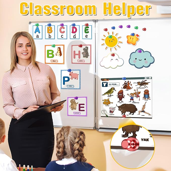 VNDUEEY Magnets for Fridge, Mini Refrigerator Colored Magnets for Whiteboard Classroom Strong Magnetic Push Pins Office Dry Erase Board Cute Decorative Magnetic Clips Heavy Duty Gadgets, 16 Pack