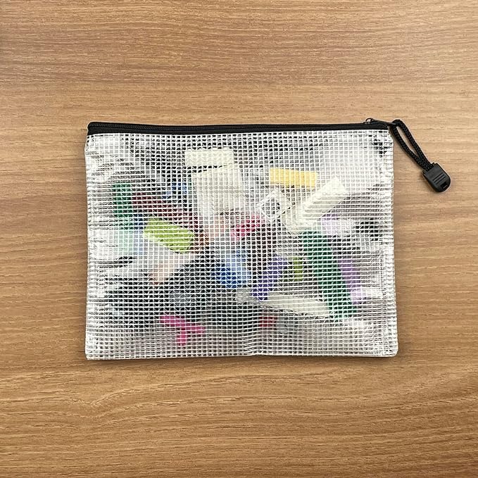 Oaimyy-6 * 8 inches-Mesh Zipper Pouch, Plastic Zip File Folders for Organizing,Office Supplies,Travel,Home Storage-Black