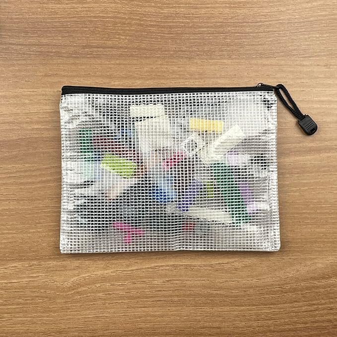 Oaimyy-18 Pcs-5"x 7"-Mesh Zipper Pouches File Bags Puzzle Storage Bags Folders Large Bag Zip Pouch for Office Supplies,Organizing Classroom Storage,Board Game Organization-Black