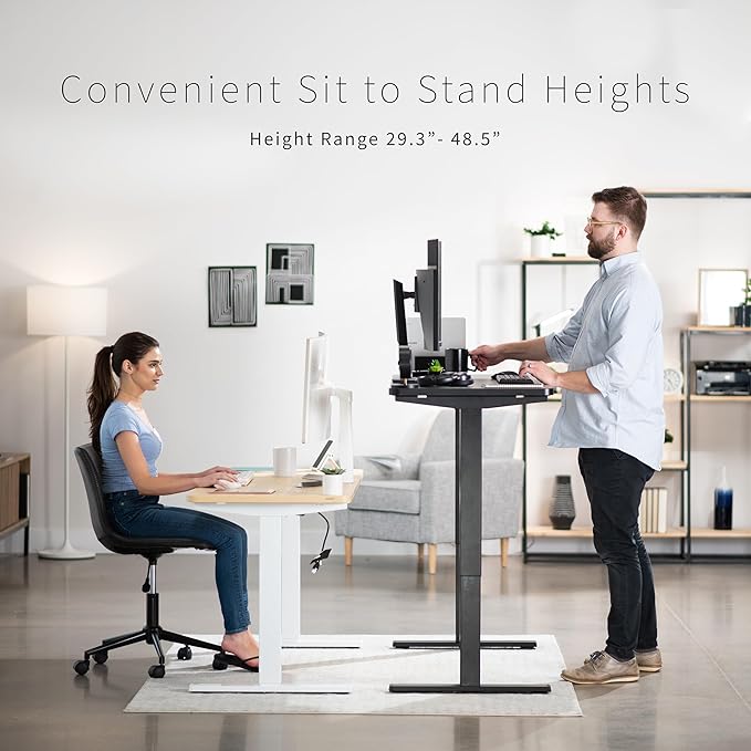 VIVO Electric 60 x 24 in Standing Desk, Memory Height Adjustment, 1B Series, One-Piece Dark Gray Top, White Frame, DESK-KIT-1W6G