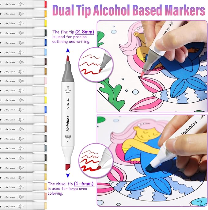 120 Colors Alcohol Markers Set, Dual Tip Fine & Chisel Drawing Markers Alcohol Marker with Case, Marker for Adults Kids Coloring Artists Drawing Sketching Card Making and Illustration