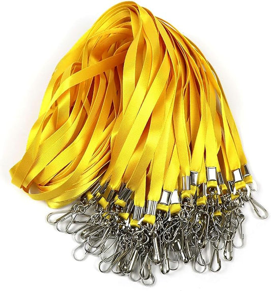 Beebel Yellow Lanyard Bulk Lanyards for Id Badges Flat Lanyard with Badge Clip Swivel Hook 50 Pack