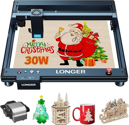 Laser Engraver 30W Laser Engraver Machine with Auto Air Assist, Speed of 36000mm/min Laser Cutting Machine and Engraving Machine for DIY Jewelry, Metal, Wood, Leathe (Working Area 17.72x17.32 inch)