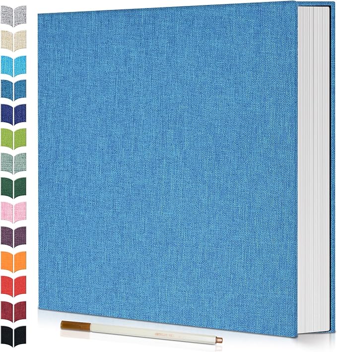 Photo Album Self Adhesive Scrapbook,60 Pages Large Photo Book for 4x6,5x7,8x10 Pictures,DIY Album for Baby Wedding Family Travel Birthday,with Metallic Pen and Scraper