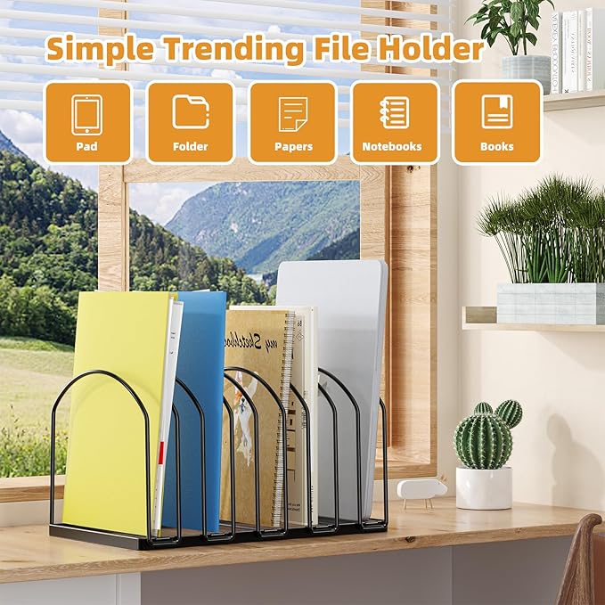 Simple Trending 2 Pack 9 Section Metal File Sorter Organizer for Desk Home Office, Black